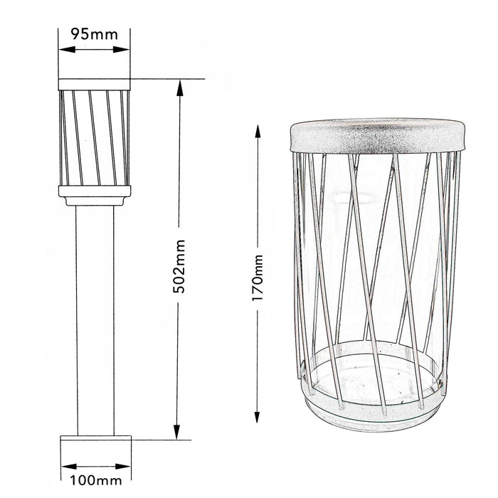 Lampione da giardino marrone LED E27 H50cm in alluminio impermeabile IP54 diffusore trasparente moderno per vialetti e cortile esterno