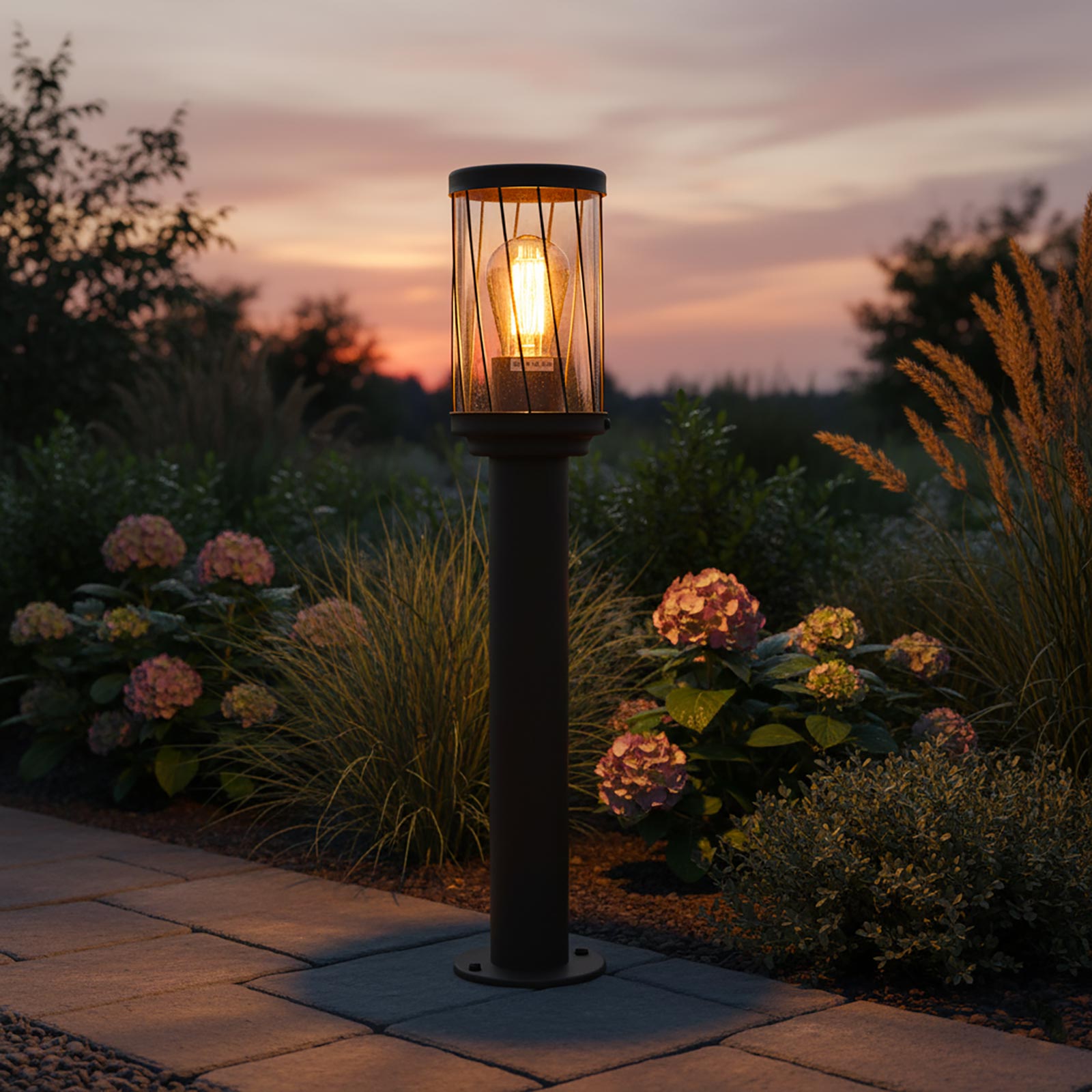 Lampione da giardino marrone LED E27 H50cm in alluminio impermeabile IP54 diffusore trasparente moderno per vialetti e cortile esterno
