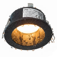 Portafaretto da incasso retrocesso impermeabile IP44 alluminio nero luce soffitto box doccia sauna bagno turco foro 75mm