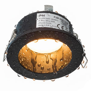 Portafaretto da incasso retrocesso impermeabile IP44 alluminio nero luce soffitto box doccia sauna bagno turco foro 75mm