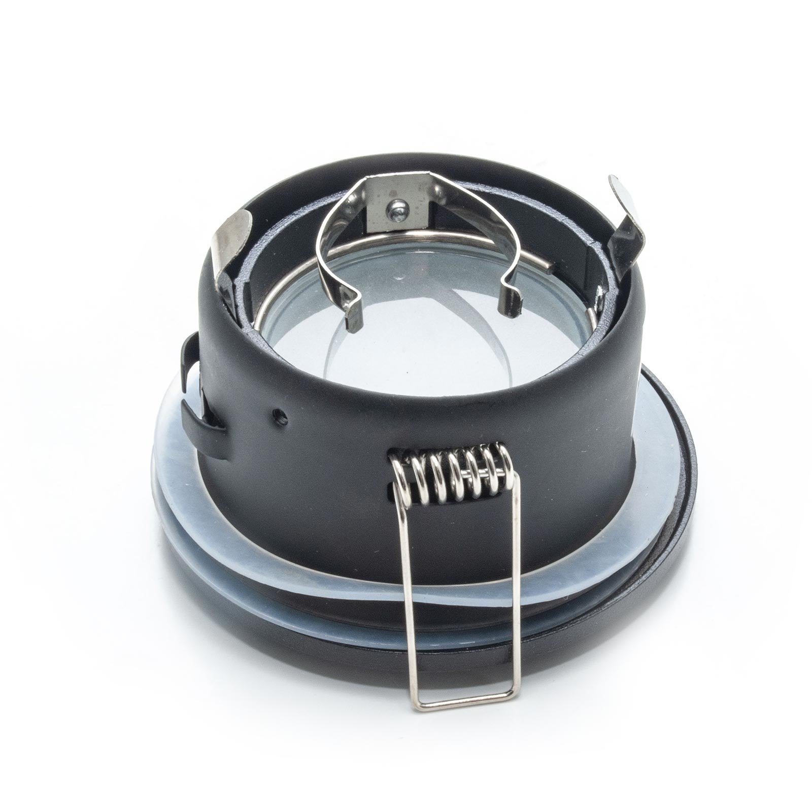 Portafaretto da incasso retrocesso impermeabile IP44 alluminio nero luce soffitto box doccia sauna bagno turco foro 75mm