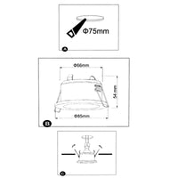 Portafaretto da incasso retrocesso impermeabile IP44 alluminio nero luce soffitto box doccia sauna bagno turco foro 75mm