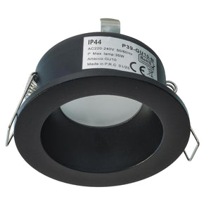 Portafaretto da incasso retrocesso impermeabile IP44 alluminio nero luce soffitto box doccia sauna bagno turco foro 75mm