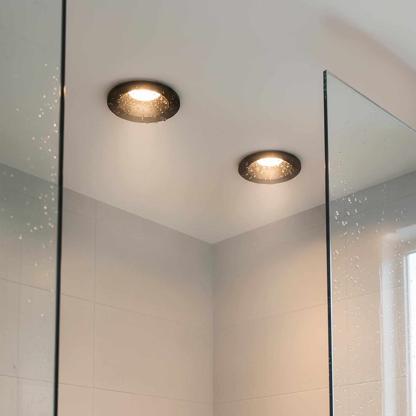 Portafaretto da incasso retrocesso impermeabile IP44 alluminio nero luce soffitto box doccia sauna bagno turco foro 75mm