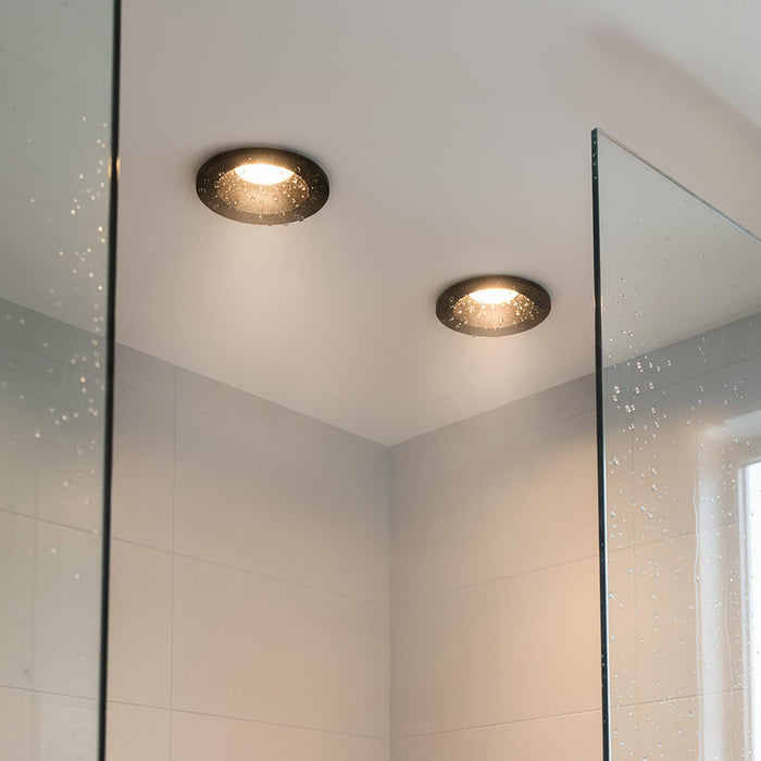 Portafaretto da incasso retrocesso impermeabile IP44 alluminio nero luce soffitto box doccia sauna bagno turco foro 75mm