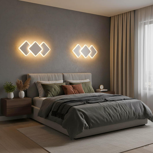 Applique da parete 3 rombi lampada decorativa colore bianco LED 14W design elegante luce camera da letto ufficio