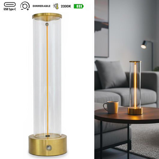 Lampada da tavolo ricaricabile LED flessibile 3W Touch luce moderna decorativa senza fili tavolini bar ristorante COLORE ORO