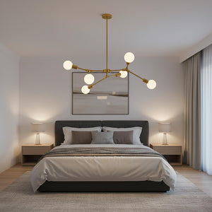 Lampadario moderno 6 luci attacco E27 6 bracci lampada di design a sospensione bronzo pendente luce tavolo cucina soggiorno camera da letto ufficio 230V