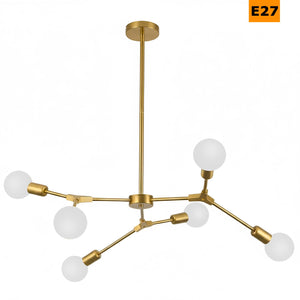Lampadario moderno 6 luci attacco E27 6 bracci lampada di design a sospensione bronzo pendente luce tavolo cucina soggiorno camera da letto ufficio 230V