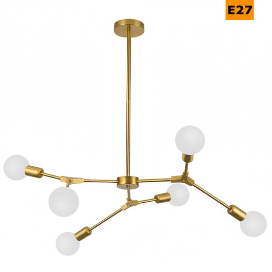Lampadario moderno 6 luci attacco E27 6 bracci lampada di design a sospensione bronzo pendente luce tavolo cucina soggiorno camera da letto ufficio 230V