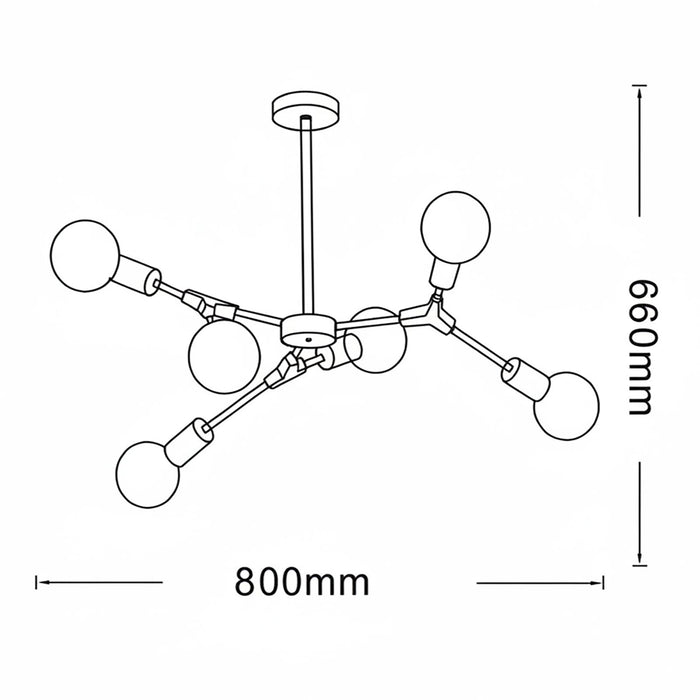 Lampadario moderno 6 luci attacco E27 6 bracci lampada di design a sospensione bronzo pendente luce tavolo cucina soggiorno camera da letto ufficio 230V