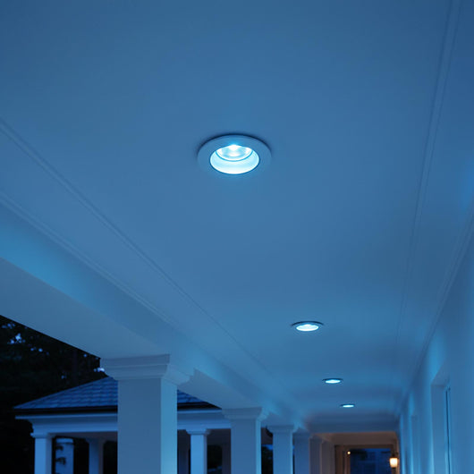 Faretto da incasso impermeabile IP65 tondo LED spot 10W RGB multicolore 24V luce colorata per esterni pensilina tettoia