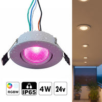 Faretto incasso SLIM impermeabile IP65 LED SPOT 4W RGB 24V orientabile basso profilo luce colorata discoteca bar barca camper