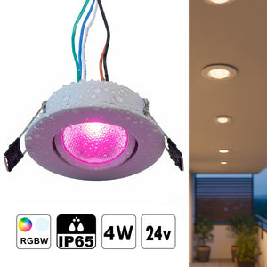 Faretto incasso SLIM impermeabile IP65 LED SPOT 4W RGB 24V orientabile basso profilo luce colorata discoteca bar barca camper