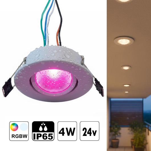 Faretto incasso SLIM impermeabile IP65 LED SPOT 4W RGB 24V orientabile basso profilo luce colorata discoteca bar barca camper