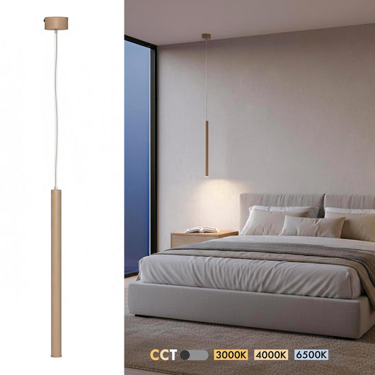 Lampada a sospensione LED 3W CCT colore tortora pendente design moderno cilindro luce tavolo cucina salotto bar ristorante 230V