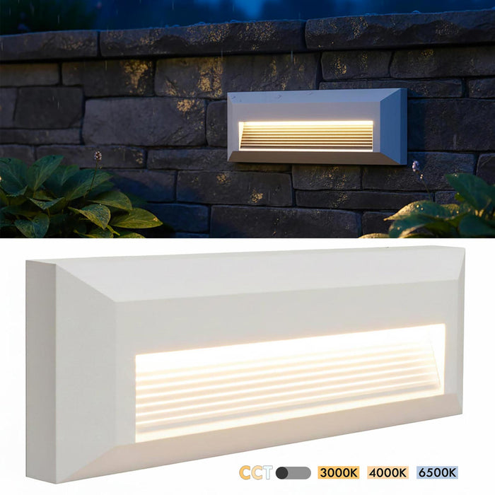 Faretto segnapassi rettangolare slim LED 6W CCT per esterni IP65 luce regolabile 3000K-6000K giardino parete muro 230V COLORE BIANCO