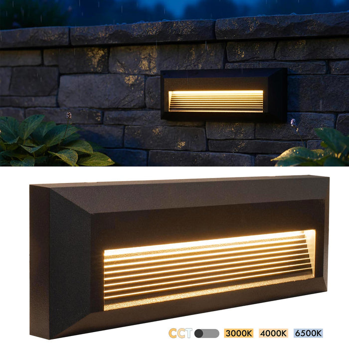 Faretto segnapassi rettangolare slim LED 6W CCT per esterni IP65 luce regolabile 3000K-6000K giardino parete muro 230V COLORE NERO