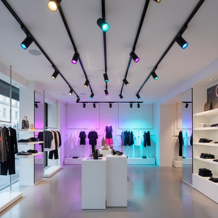 Faretto orientabile Track LED SPOT Trifase Smart RGB CCT Zigbee 3.0 RF luce colorata illuminazione vetrine negozio bar COLORE NERO