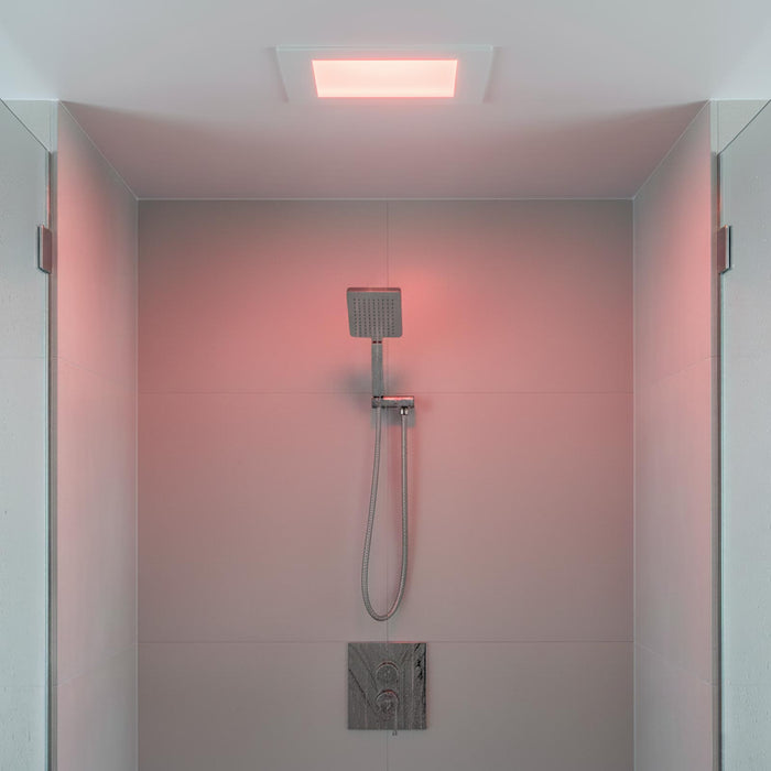 Faretto LED incasso pannello quadrato slim DMX RGB multicolore luce calda 24V impermeabile cromoterapia box doccia bagno 23W foro 155x155