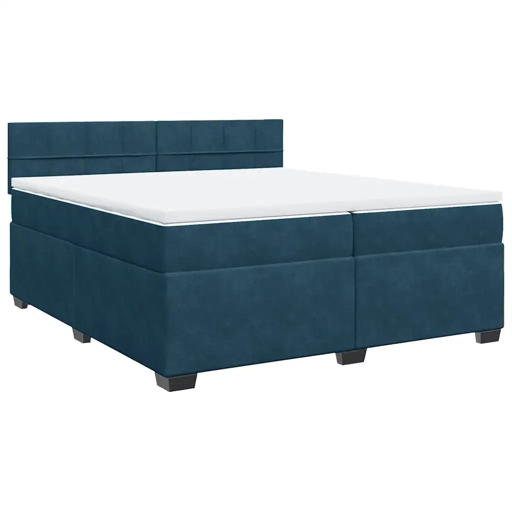vidaXL Giroletto a Molle con Materasso Blu 200x200 cm in Velluto