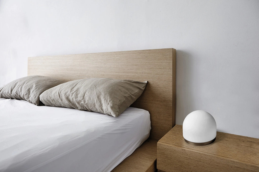 DOMU LAMPADA DA TAVOLO GRANDE BRONZO VETRO BIANCO 1 LUCE ATTACCO GX53