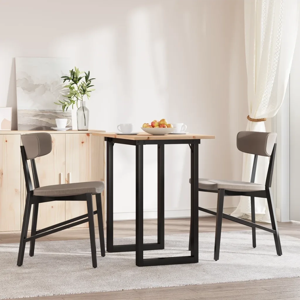 Tavolo da Pranzo Telaio a O 80x50x75 cm Legno Pino e Acciaio