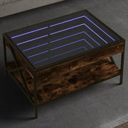 Tavolino da Salotto con LED Infinity Rovere Fumo 70x50x38 cm