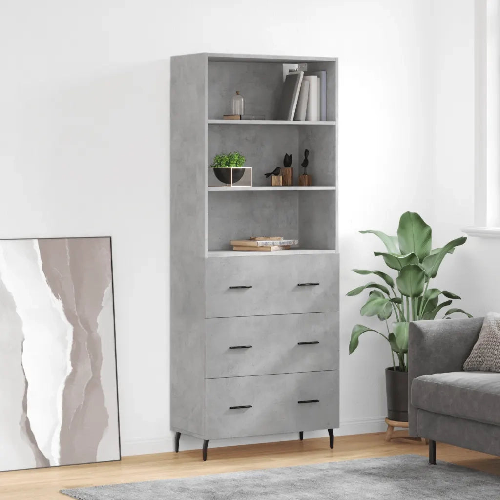 Credenza Grigio Cemento 69,5x34x180 cm in Legno Multistrato 3189401