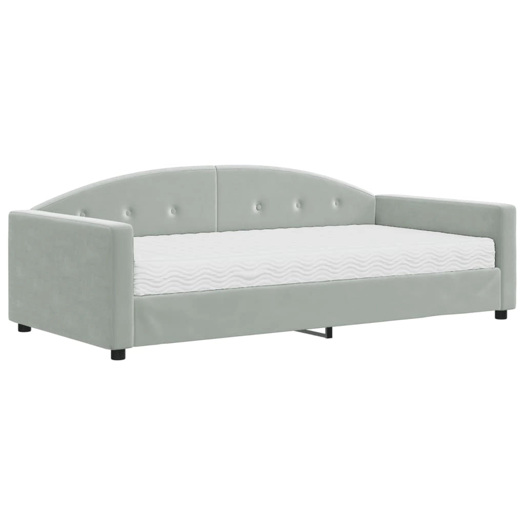 Divano Letto con Materasso Grigio Chiaro 100x200 cm in Vellutocod mxl 107315
