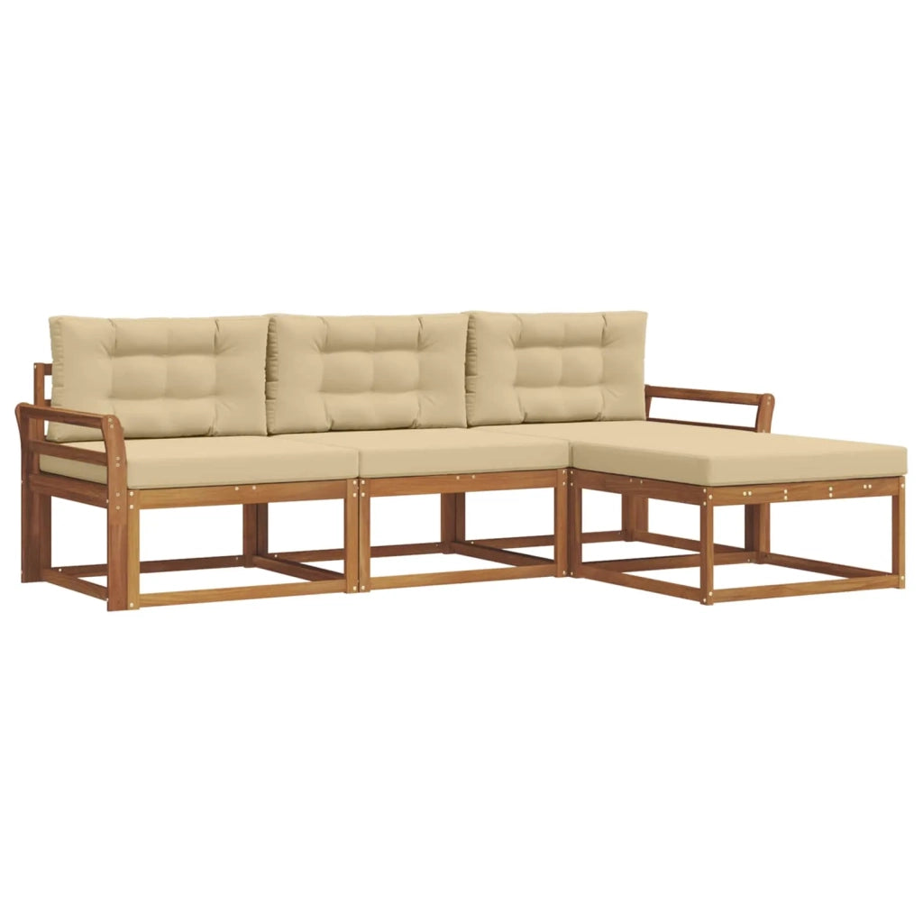 Set di divani da esterno con cuscino 4 pcs Naturale e Beige