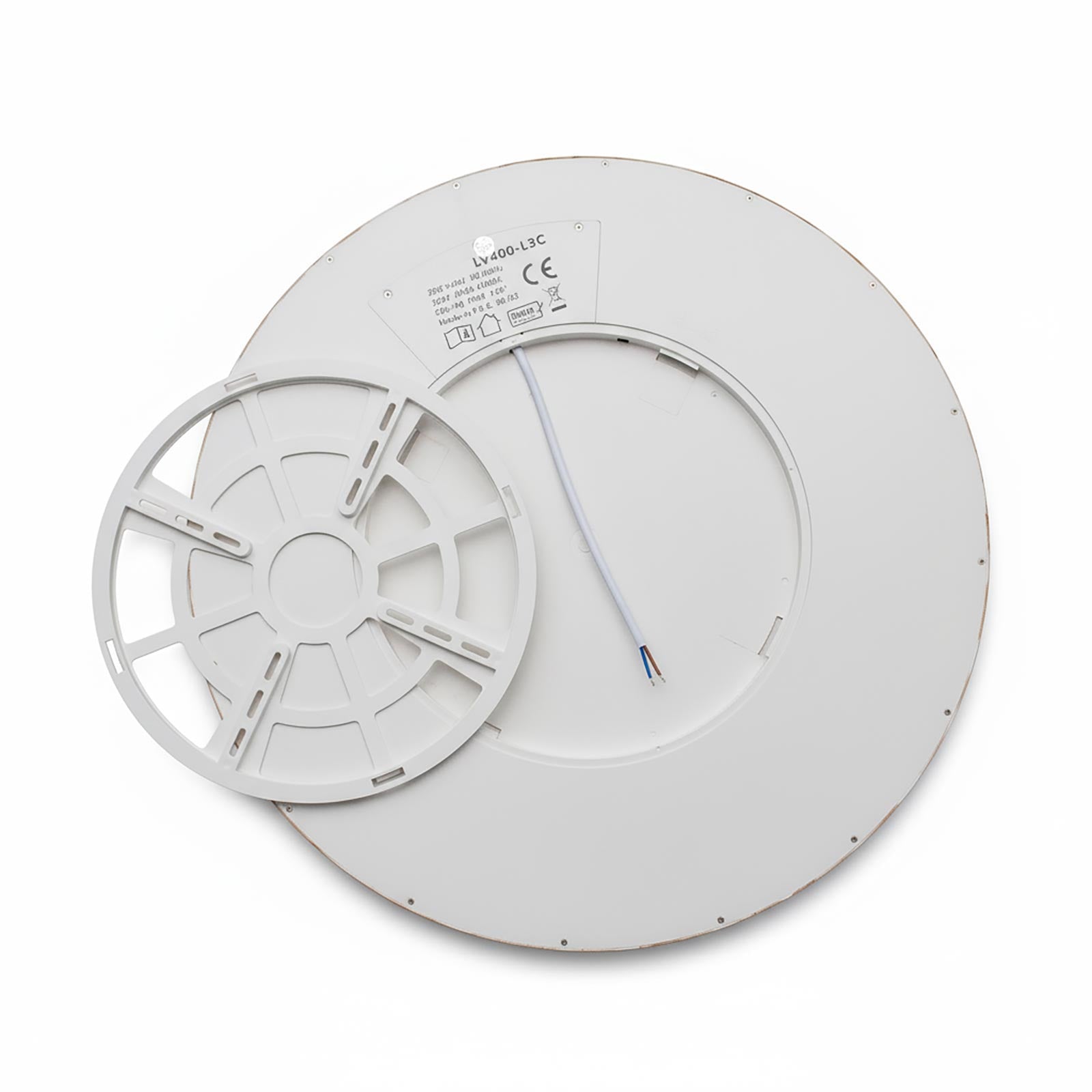 Plafoniera tonda elegante effetto legno design sottile LED 32W CCT IP40 luce soffitto cucina salone ufficio pizzeria 40cm