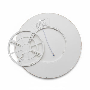 Plafoniera tonda elegante effetto legno design sottile LED 32W CCT IP40 luce soffitto cucina salone ufficio pizzeria 40cm
