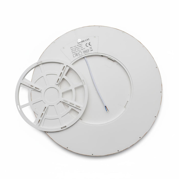 Plafoniera tonda elegante effetto legno design sottile LED 32W CCT IP40 luce soffitto cucina salone ufficio pizzeria 40cm