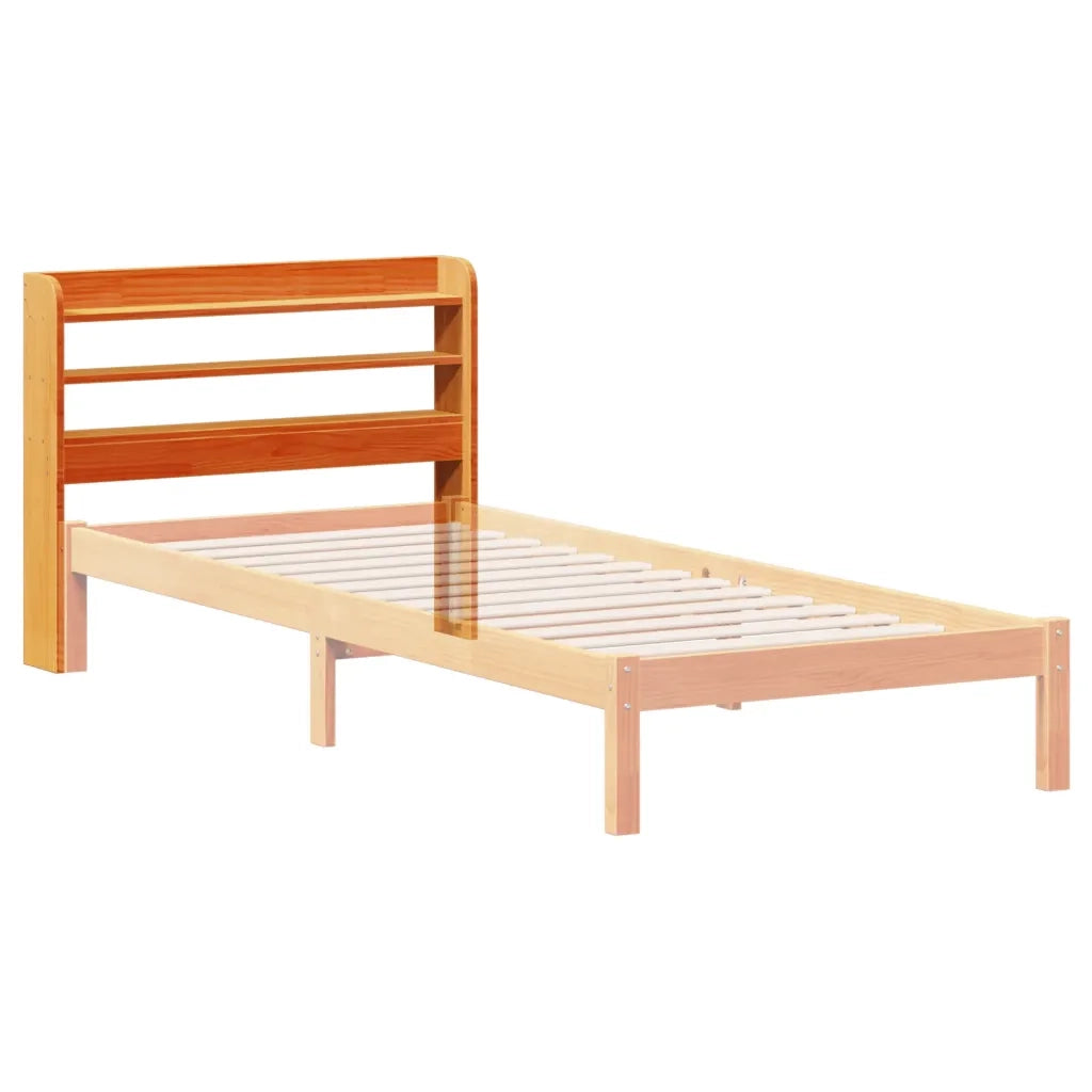 Testiera | Testata con Ripiani Marrone Cera 75 cm Legno Massello di Pino