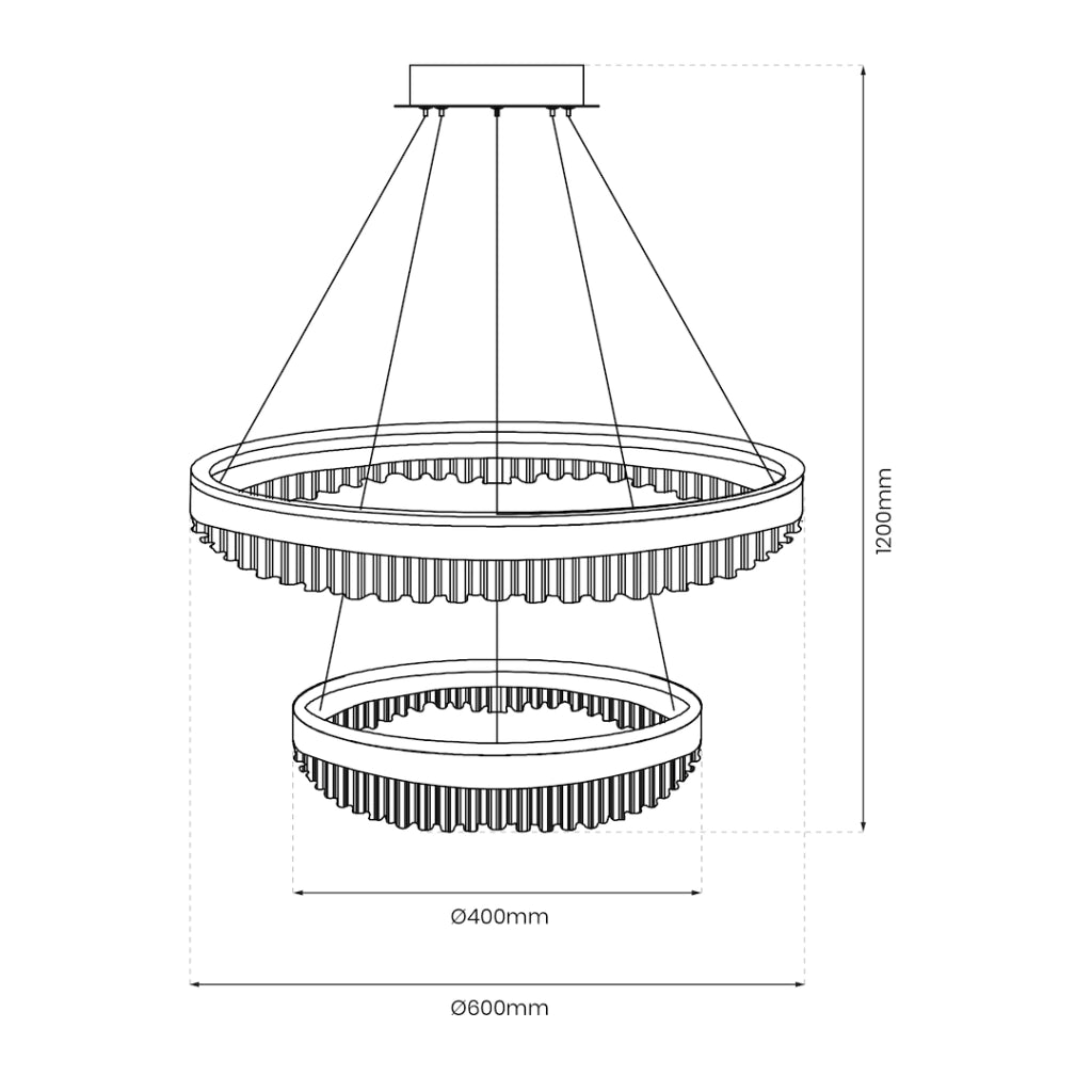 Lampada sospensione LED oro 2 anelli Ø60/40 Preciosa Milagro