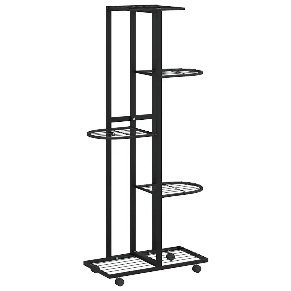 Fioriera a 5 Piani con Ruote 44x23x100 cm Ferro Nero cod mxl 62153