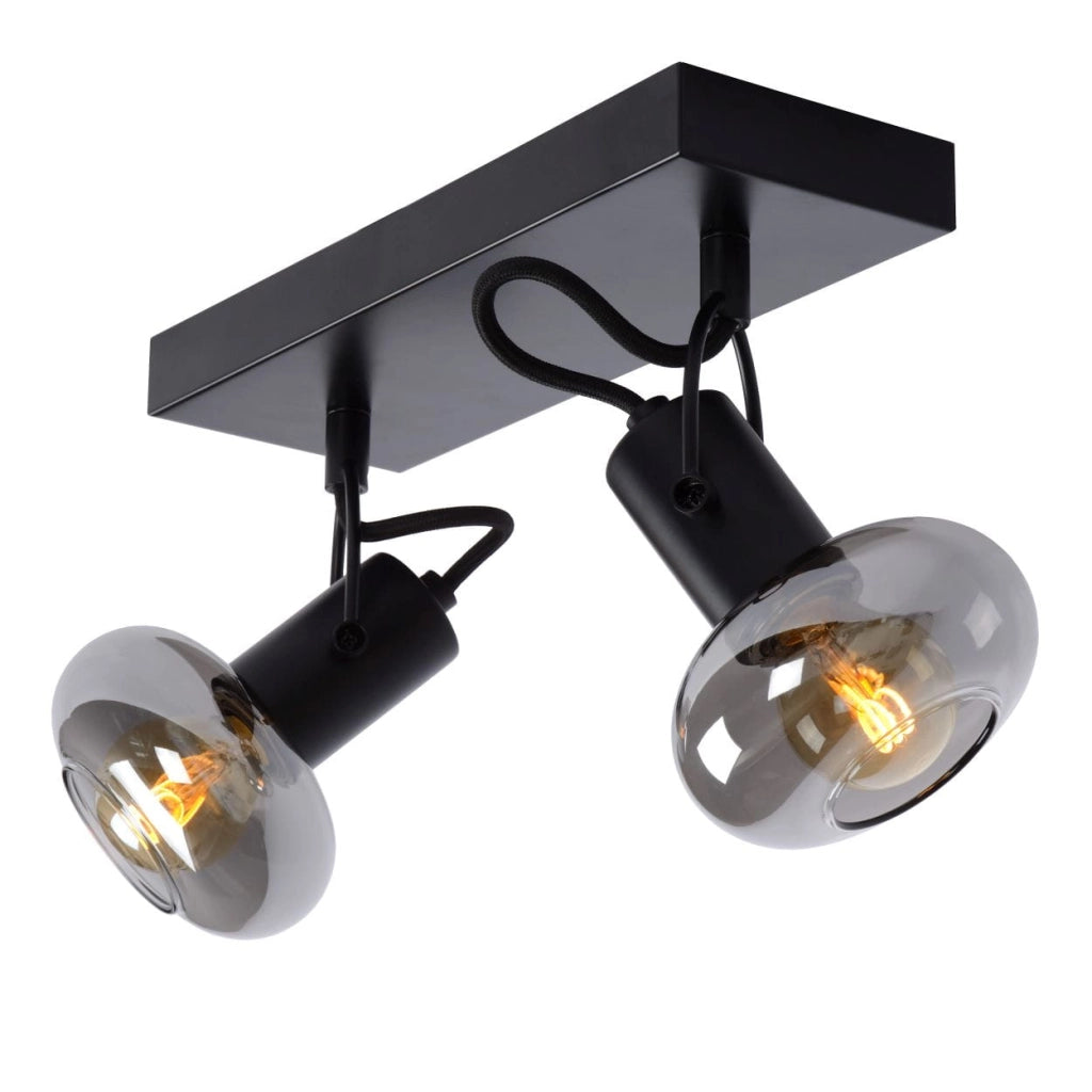 Lucide MADEE plafoniera vetro nero/trasparente 2xE14 25W