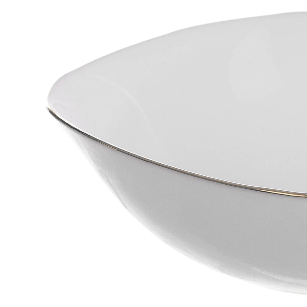 Ciotola da insalata in vetro KADAX per snack, 19 cm, ciotola per zuppa, bianco oro