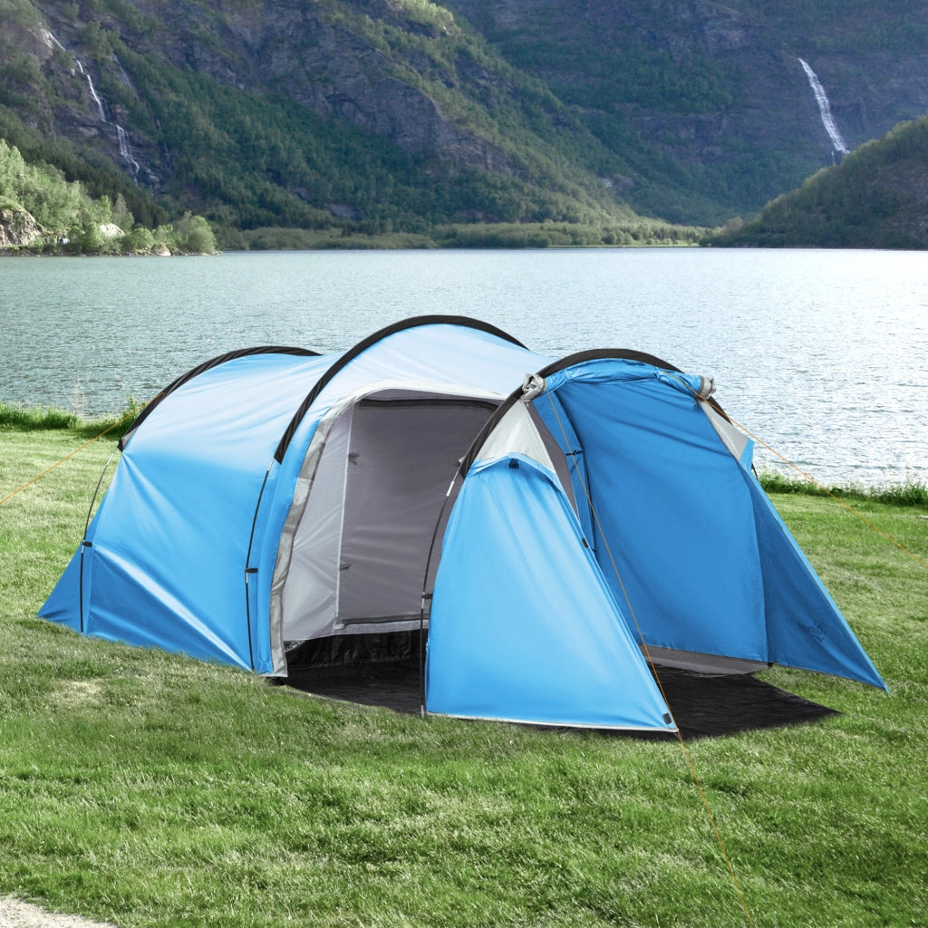 Tenda da campeggio 3 posti con veranda ¨C zephmum ¨C blu chiaro 426x206x154 cm