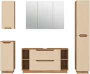 Set di mobili da bagno Lotta, Rovere/cashmere a righe, 5 parti