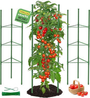 Sostegno per piante di pomodoro 3 pezzi 130 cm per piante di pomodoro e zucchine con regolazione di altezza per rose e giardino, rete metallica con 20 cavi di fissaggio