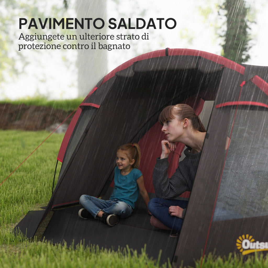 Tenda da Campeggio da 2-4 Persone con Stanze Separate, Impermeabile con Doppie Porte, Grigio