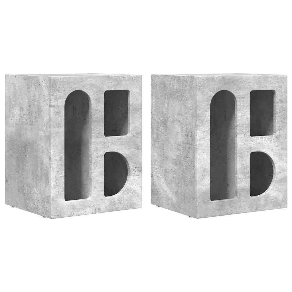 Comodino 2 pz-Set di 2 Tavolino da notte Grigio cemento 40 x 35 x 50 cm Legno multistrato