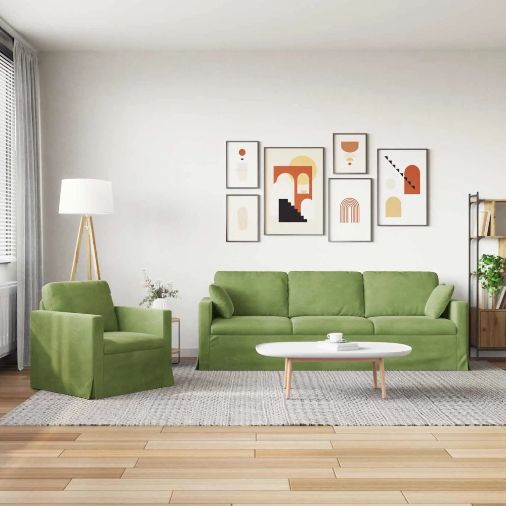 Set di divani 2 pcs Verde chiaro 228 x 78 x 80 cm Velluto