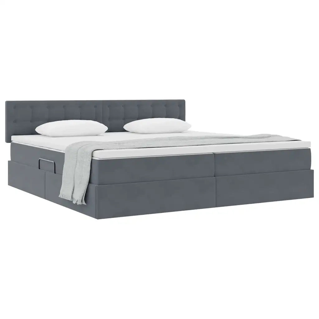 Letto con Contenitore Grigio scuro 200 x 200 cm Velluto