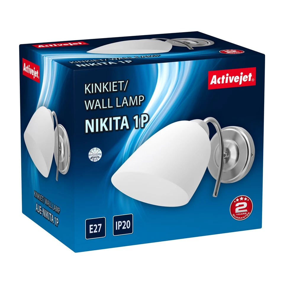 Lampada da parete classica singola Activejet NIKITA in nichel E27 per il soggiorno