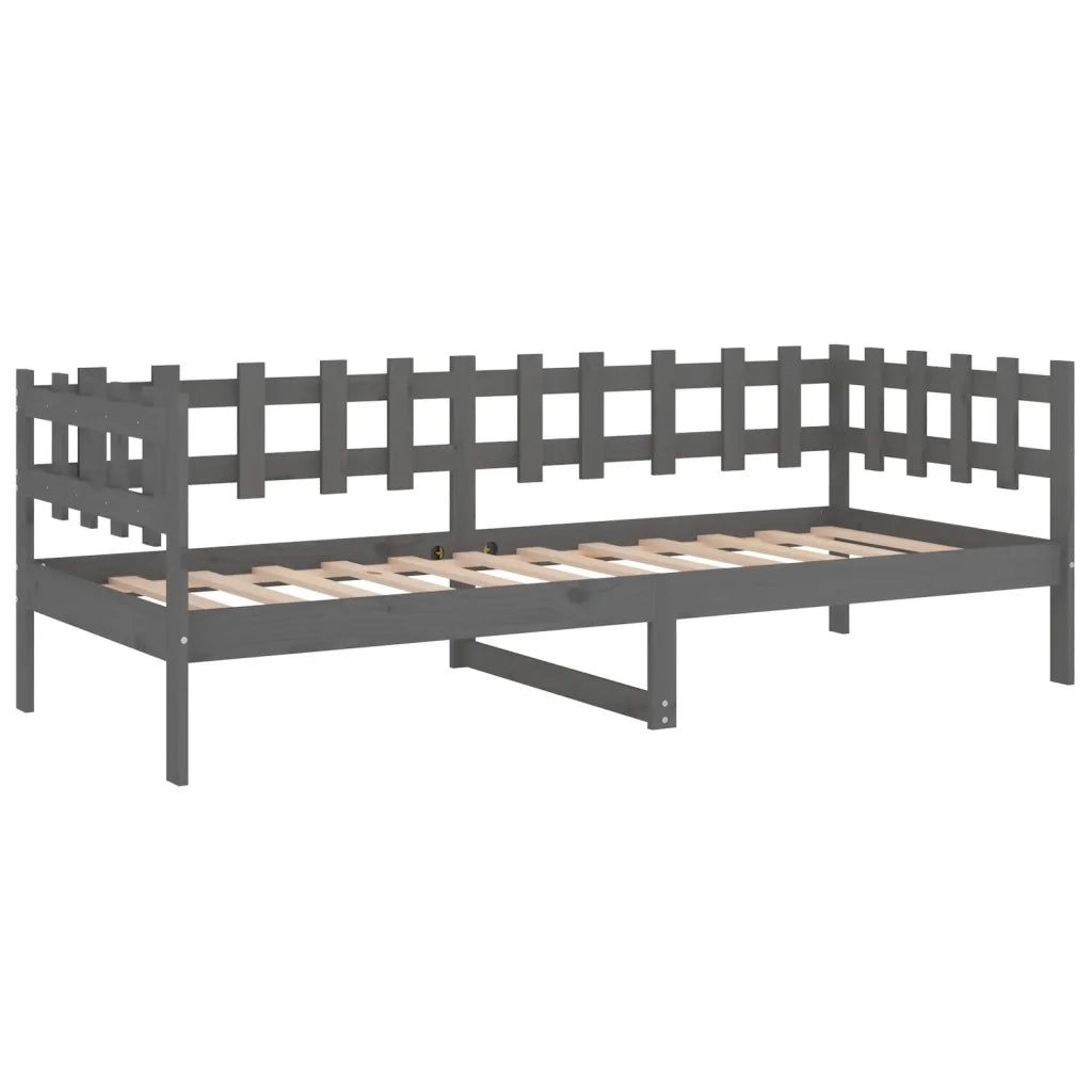 Letto singolo | Letto per adulti | Dormeuse Grigia 90x200 cm in Legno Massello di Pino