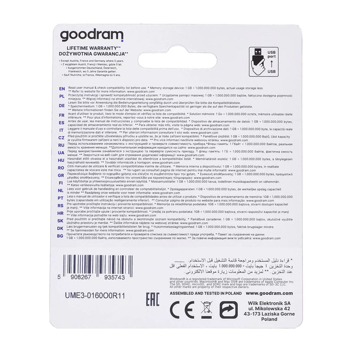 Chiavetta USB Goodram UME3-0160O0R1 da 16 GB USB Tipo-A 3.2 Gen 1 (3.1 Gen 1) Arancione