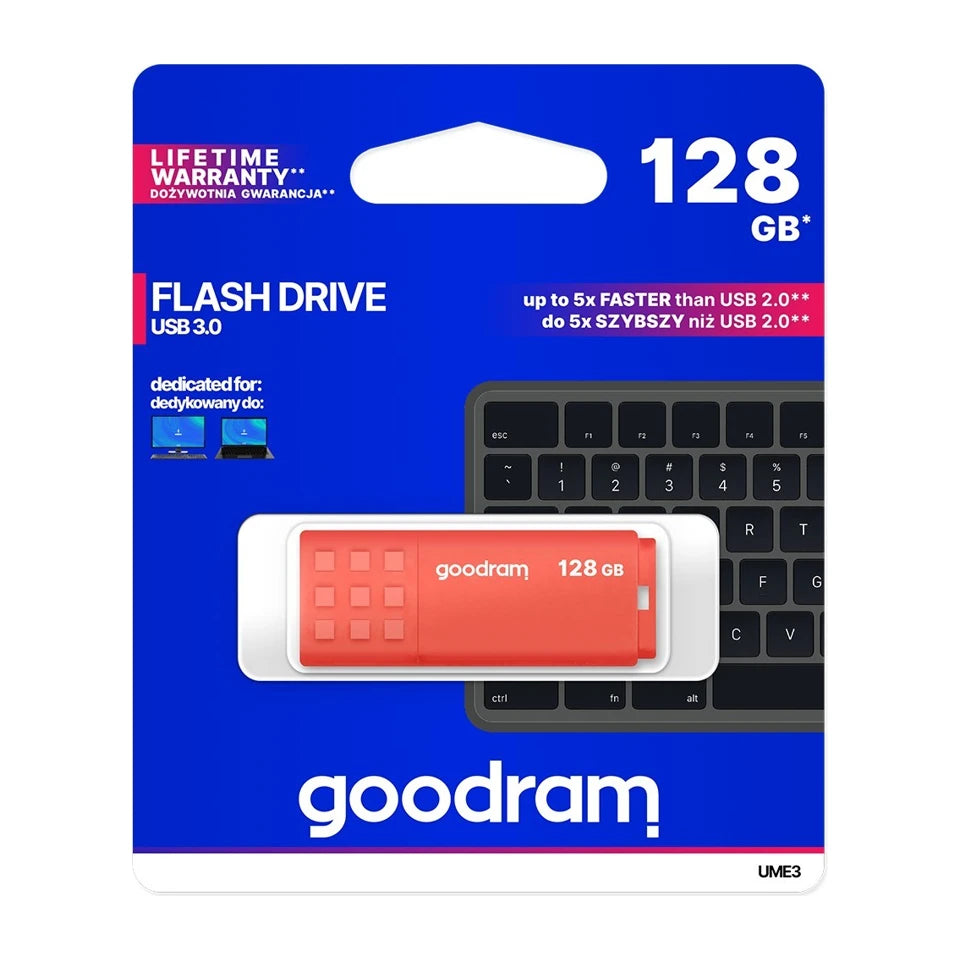 Chiavetta USB Goodram UME3-1280O0R11 da 128 GB USB Tipo-A 3.2 Gen 1 (3.1 Gen 1) Arancione